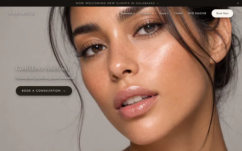 Radiance Aesthetics & Wellness website